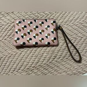 Coach Check Heart Corner Zip Wristlet Purse